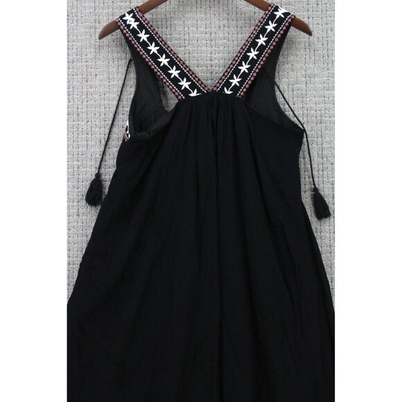 Cupcakes & Cashmere Mini Dress Womens Small S Black Sleeveless Embroidered Boho - Picture 2 of 7
